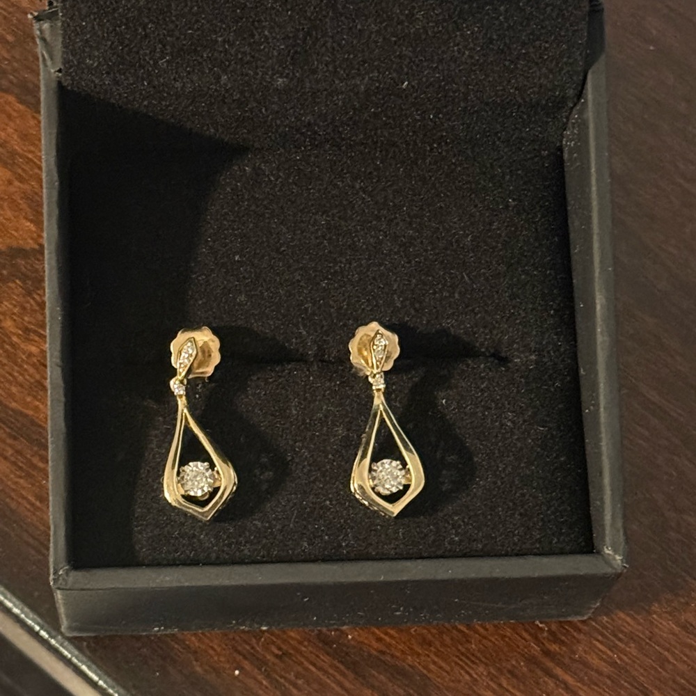 Unstoppable love 1/6 ct wt diamonds 10k yellow gold earrings